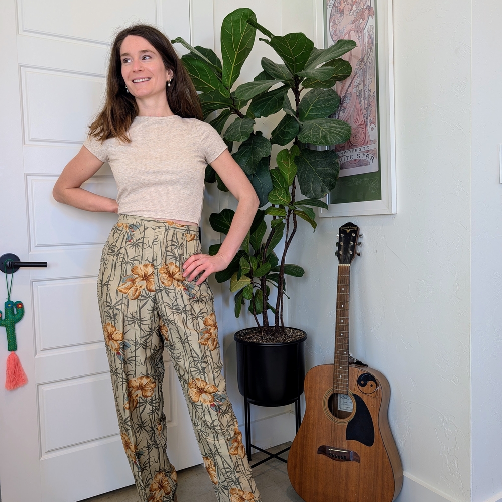 Floral High-Waisted Pants